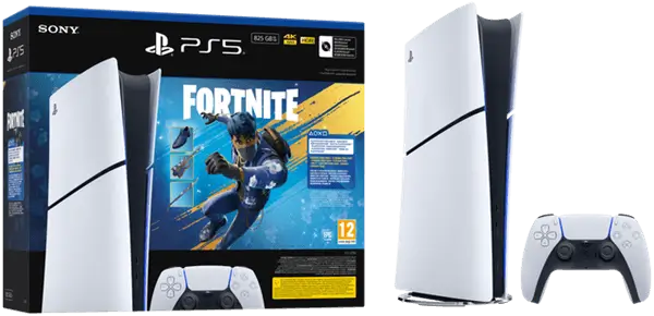קונסולה לבנה Playstation 5 Slim 825GB Digital + קוד הורדה Fortnite Flowering Chaos Playstation - PS5