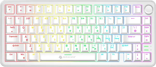 מקלדת גיימינג מכאנית חוטית עם כפתור שליטה MMCK300 - לבן - סוויץ' אדום לינארי Miracase