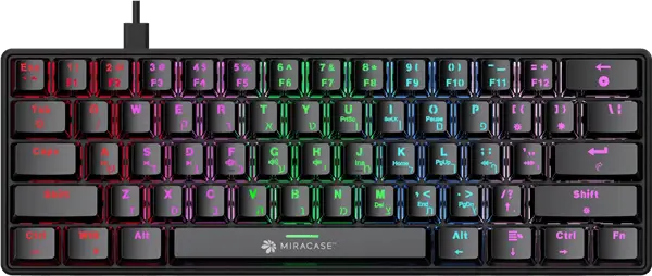מקלדת גיימינג מכאנית חוטית MMCK100 עם תאורת RGB - שחור Miracase