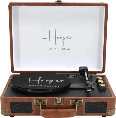 פטיפון + רדיו מזוודה משולב רמקולים מובנים HRT-10W Harper