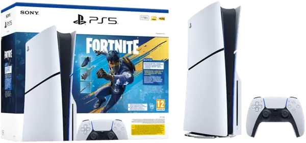 קונסולה לבנה Playstation 5 Slim 1TB Blu-Ray+ קוד הורדה Fortnite Flowering Chaos Playstation - PS5