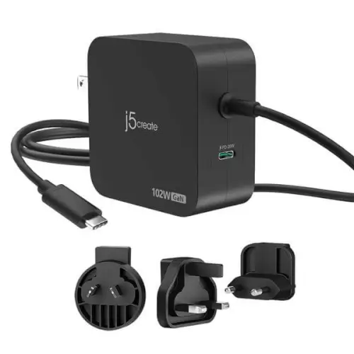 מטען קיר מהיר לנסיעות JUP25102V 102W GaN PD USB-C J5CREATE