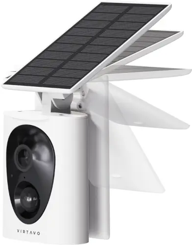 מצלמת אבטחה אלחוטית + פאנל מובנה SolarFlask 2K Outdoor Virtavo