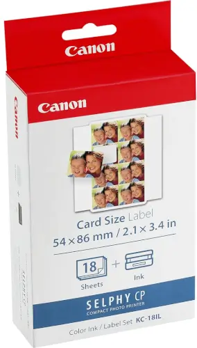 סט דיו ו-18 דפים - 8 מדבקות בדף KC-18IL Canon - קנון