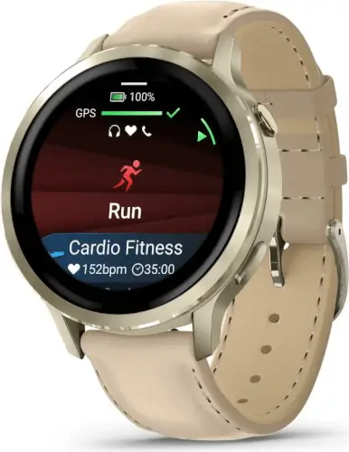 שעון חכם 41 מ"מ Venu 4 Beige Leather + Lunar Gold גרמין - Garmin