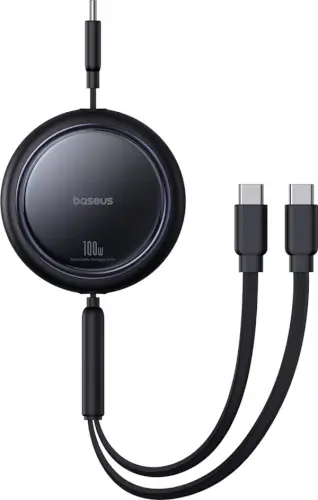 כבל טעינה ונתונים נמתח Type-C ל- 2 יציאות Type-C Free2Pull 2-in-1 Type-C 100W Baseus